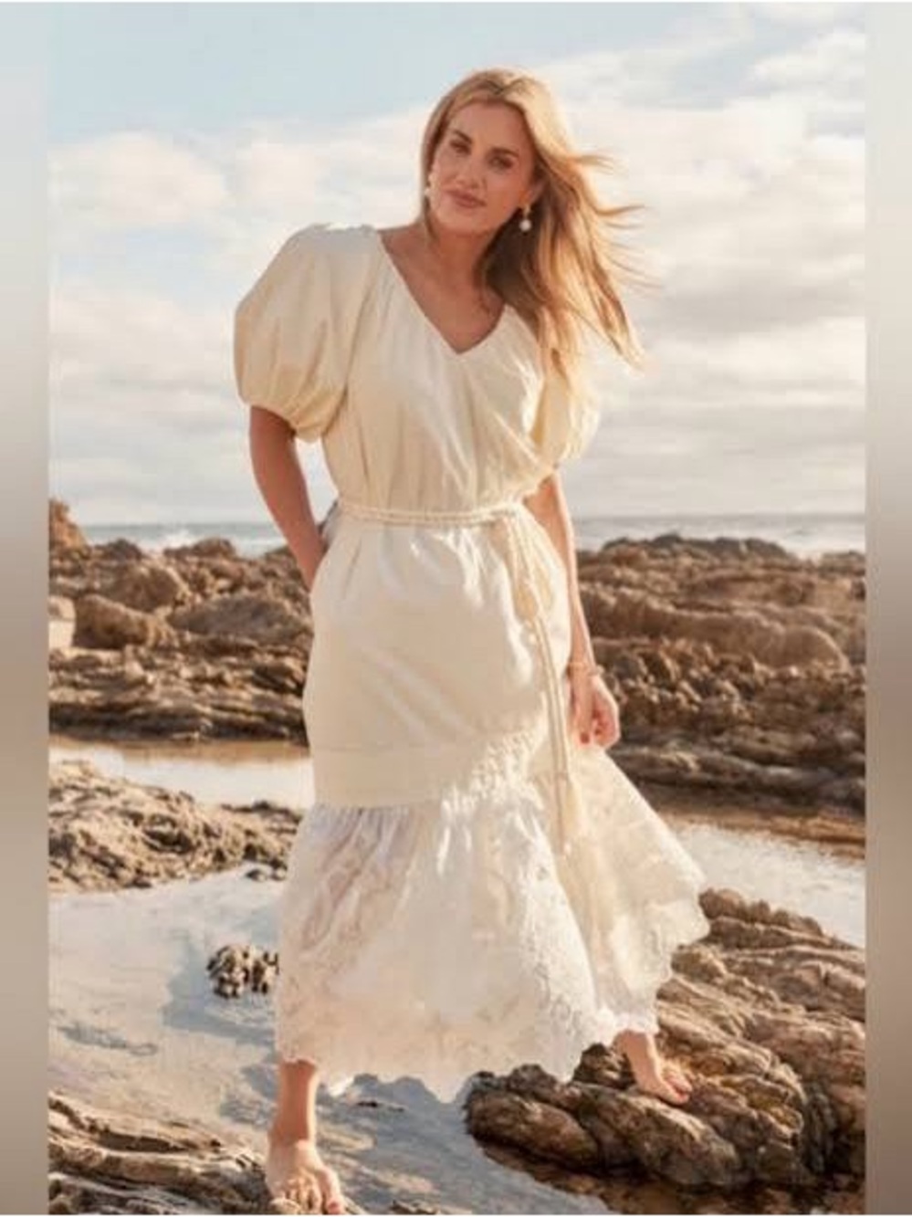 Tuckernuck Cream Cotton Lace Juniper Dress